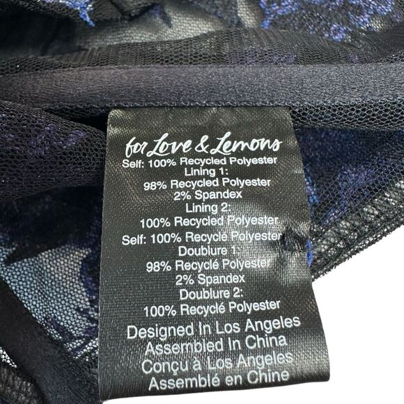 For Love And Lemons Kaylee Crop Top Black and Blue Floral Corset Bra, M - Picture 9 of 11